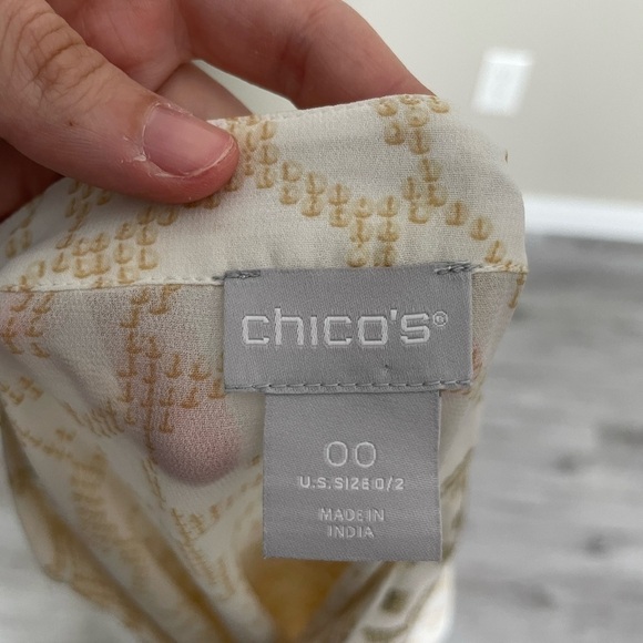 Chico’s Sheer Pritned Sequin Dotted Scales Tunic Shirt 00/0-2 - Picture 6 of 8